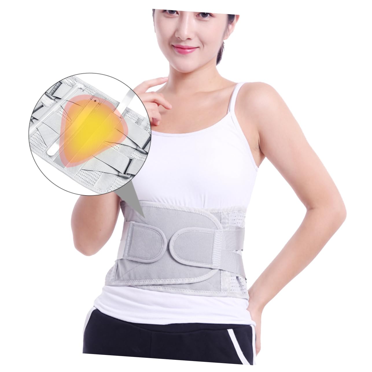 Vaguelly Breathable Waist Support with Plate Lumbar Brace for Back Therapy Gray Durable Strap for Improved Posture and Relief