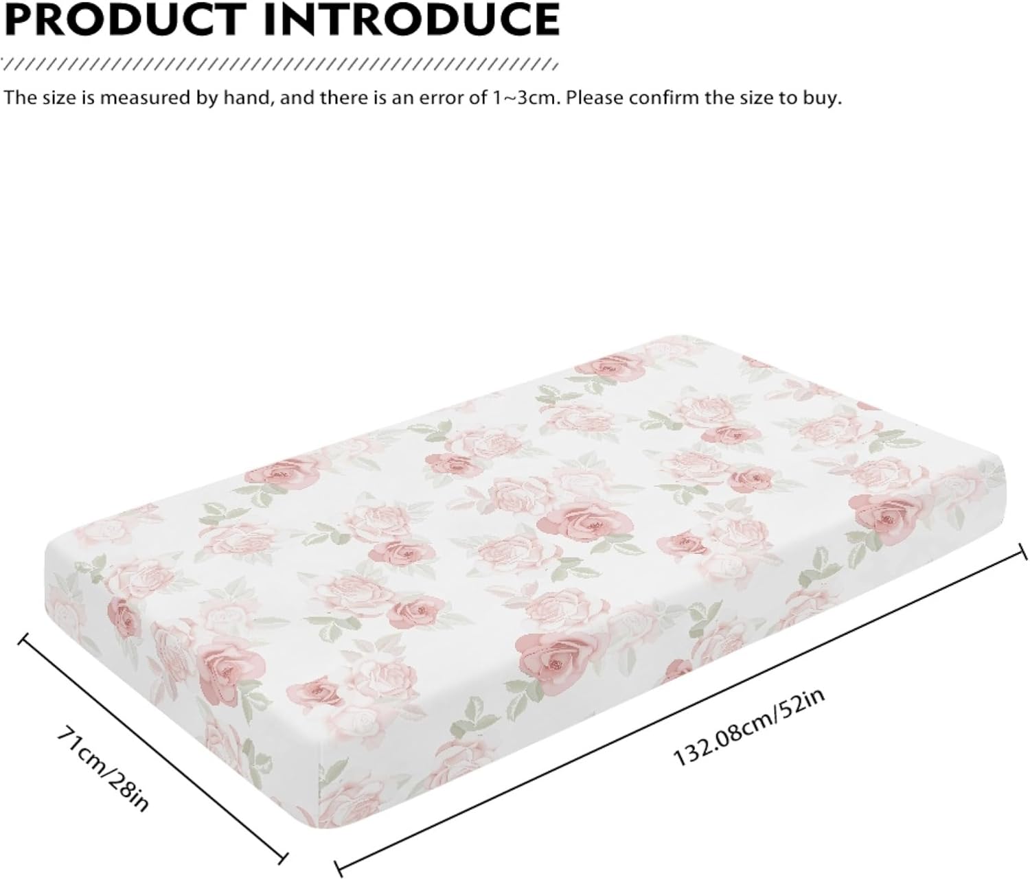 Pink Roses Fitted Crib Sheet for Boys Girls Beautiful Flower Leaves Baby Sheet for Standard Crib and Toddler Beauty Floral Nursery Bed Mattress Sheets 28"x52" - Image 3