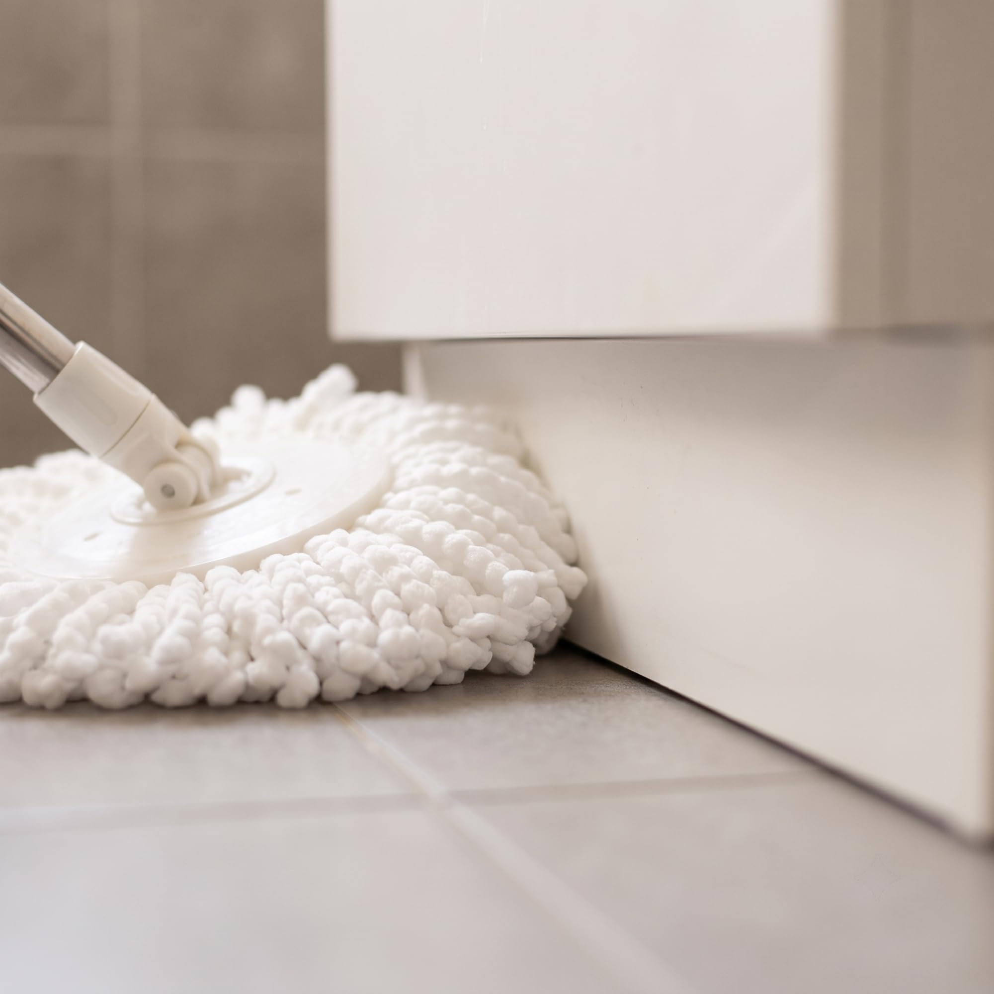 SEUNMUK Confezione da 6 testine di ricambio per mocio rotante, in microfibra, per mocio rotondo rotante a 360 gradi, bianco