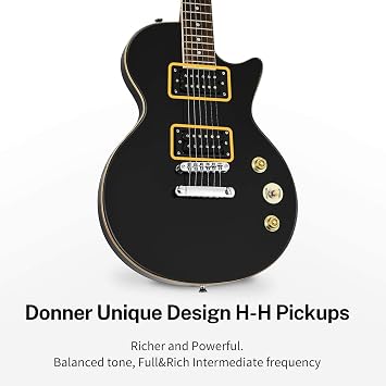 Donner DLP-124B LP Elektro Gitar Paketi (Siyah)