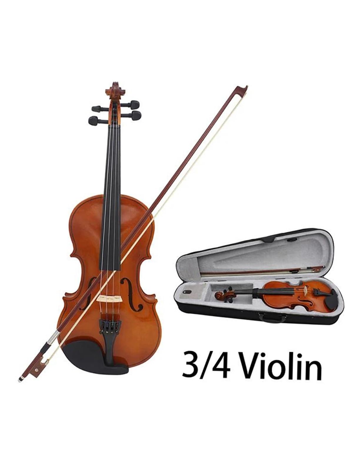 Praticare il violino Violino acustico in legno massello naturale strumento musicale(3/4)