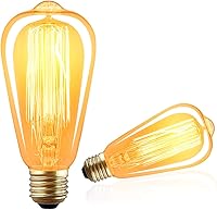 Vista 1 de LUXON Edison Bombillas incandescentes de estilo vintage antiguo, regulables ámbar cálido, base E26 de 60 W para aplique de pared, paquete de 2