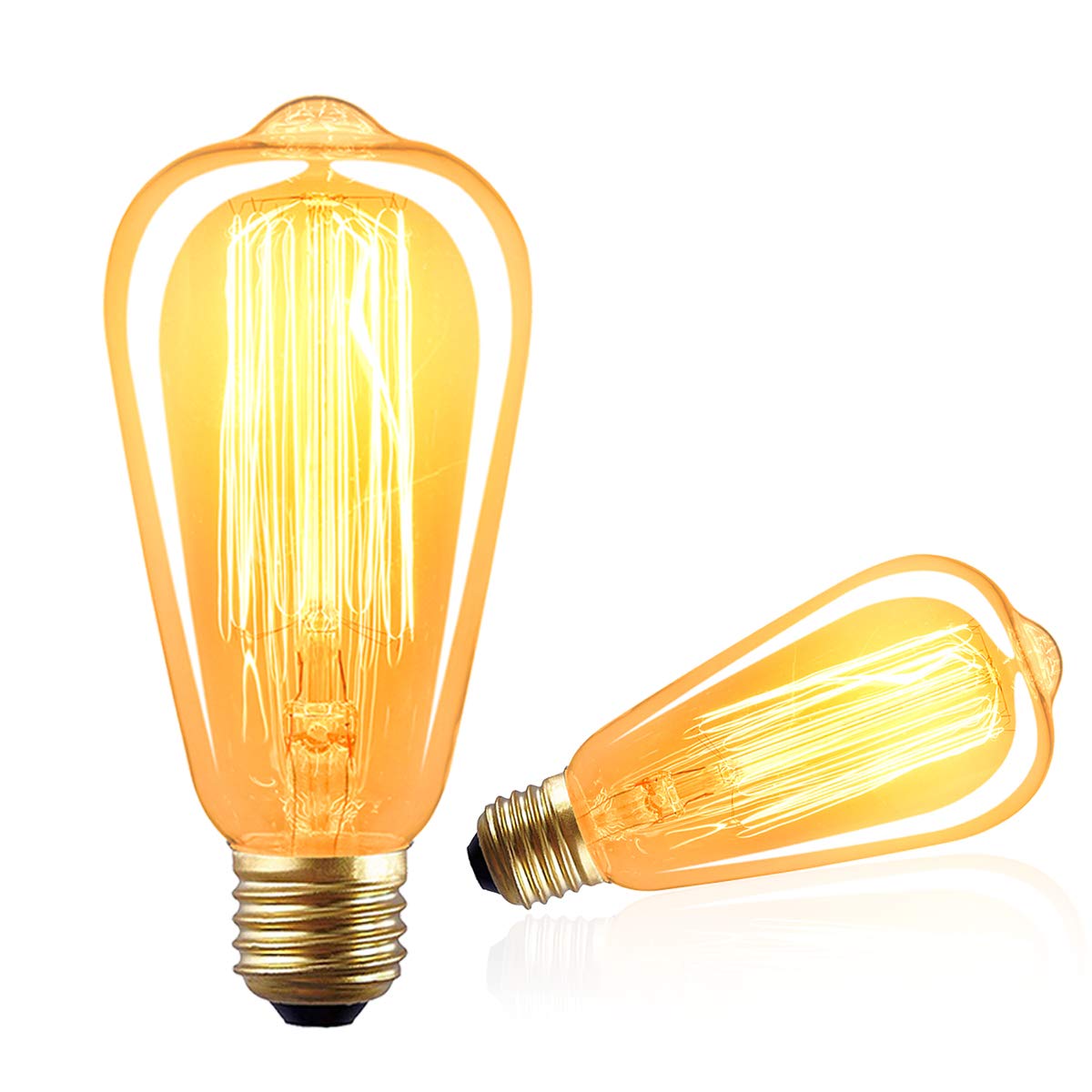 LUXON Edison Bulbs,Antique Vintage Style Incandescent Light Bulbs,Dimmable Amber Warm,60W E26 Base for Wall Sconce Pack of 2 2 Count (Pack of 1)