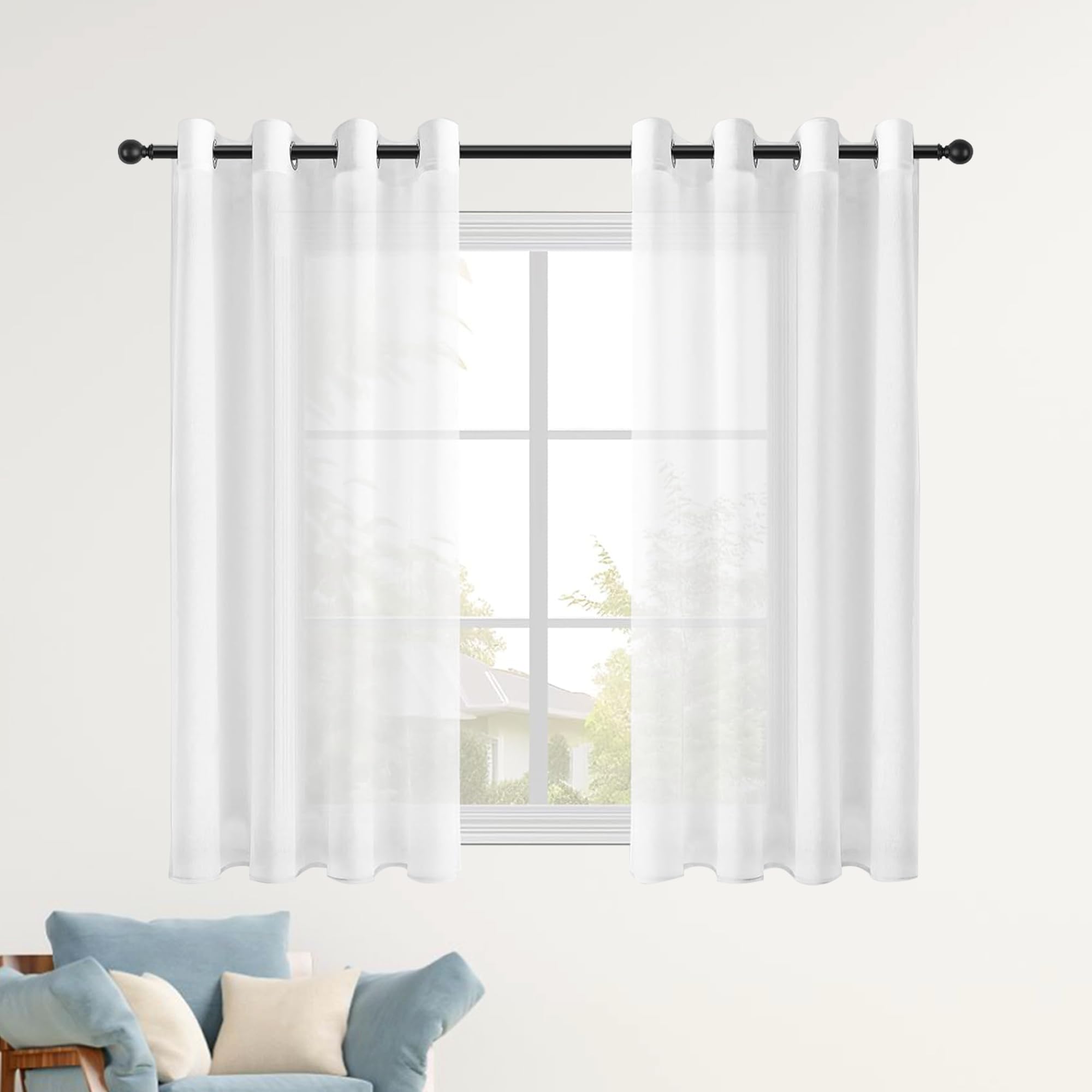 Voilage anti UV à oeillets blanc 520 x 190 cm effet moderne