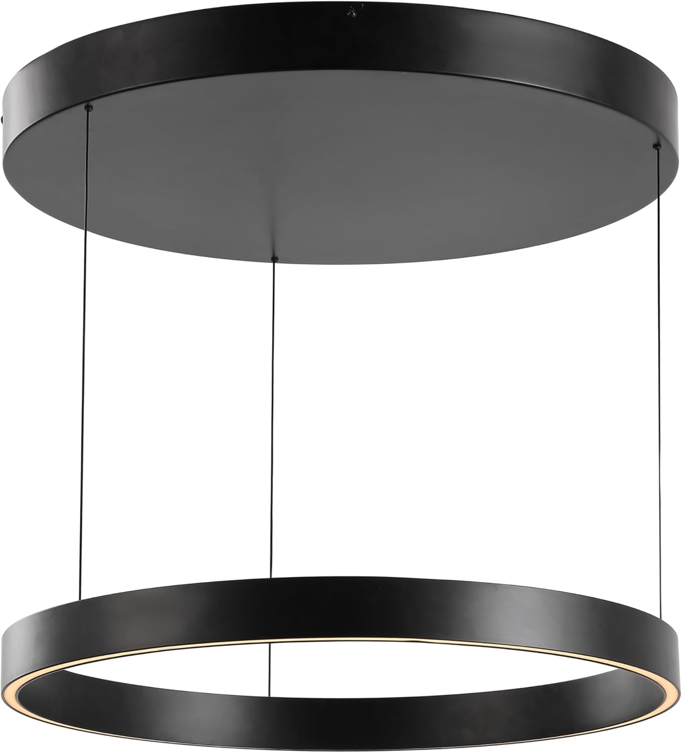 JONATHAN Y 24" Black Modern Minimalist Metal Adjustable Ring Integrated LED Pendant, Dimmable Hanging Light Fixture for Dining Room Kitchen Living Room, 3000K Warm JYL7151A