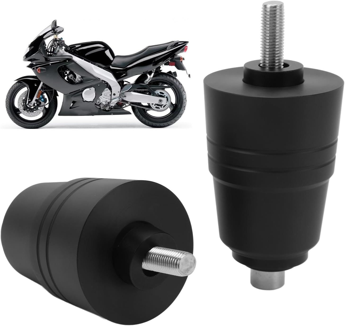 Motorcycle Frame Sliders Crash Pad, Universal Motorcycle Falling Protector, CNC 6063 Aluminum Alloy Slide Guard for M10x1.25 Screw Holes, Anti Crash Protector with Aluminum Rings a