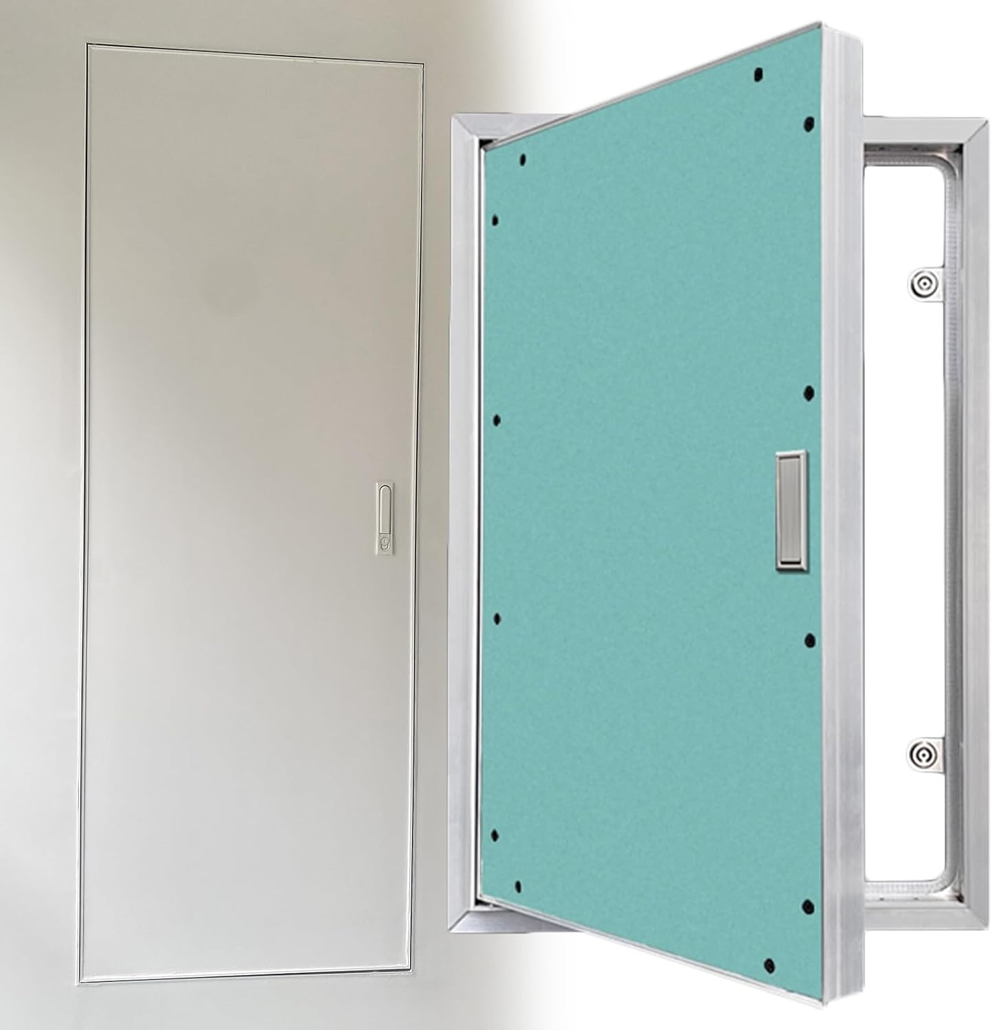 Invisible Plumbing Access Panel/ Drywall Inspection Plate Hatch, Large Concealed Plaster Board Access Panel for Alarm Electrical Service, Wide 12" 14" 16" 18" 20" 24" 30" 32" 36" 48", w/ Handle(12inx6