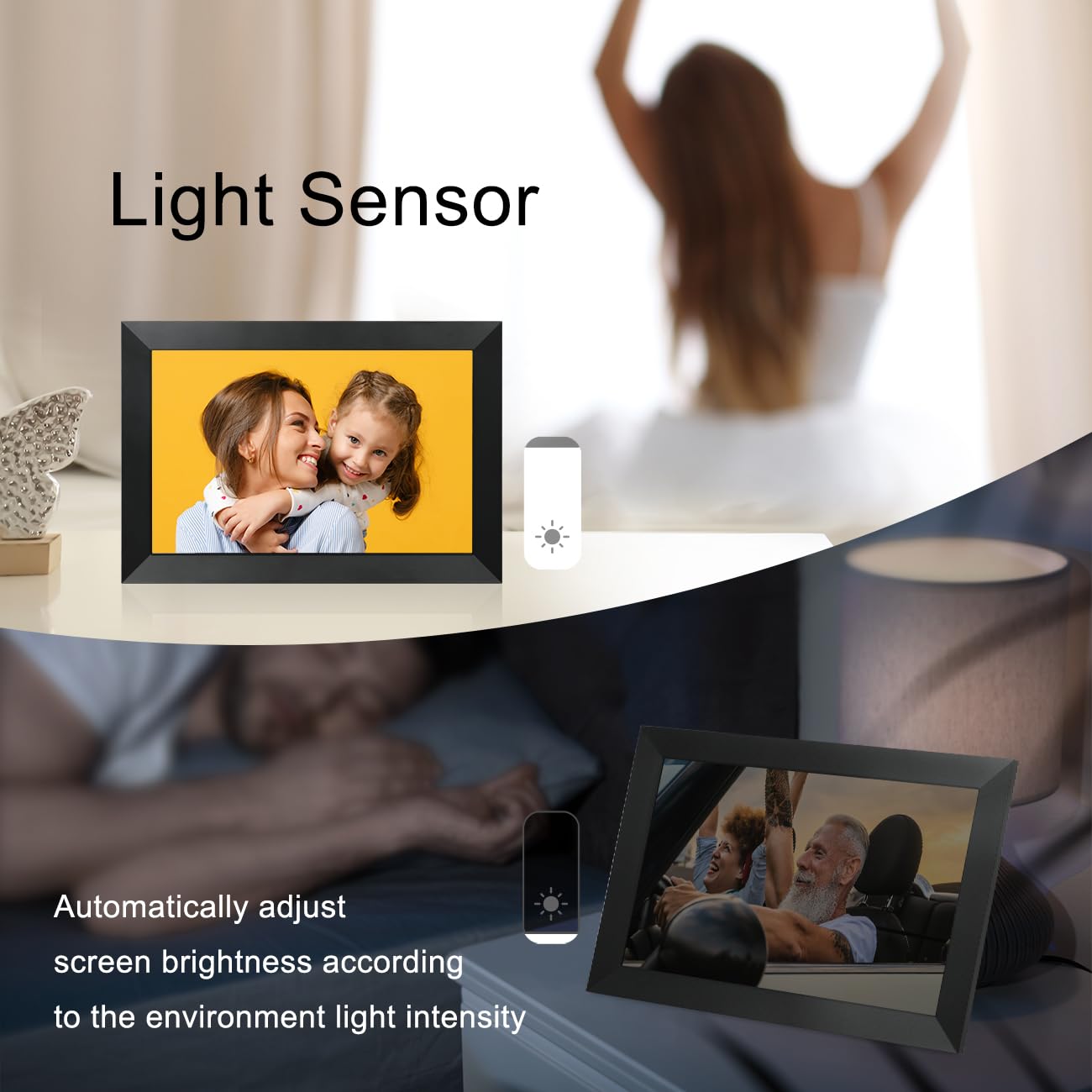 Anna Bella Digital Picture Frame 10.1 Inch IPS HD Touch Screen WiFi Smart Digital Photo Frame with 32GB Storage, Auto-Rotate, Easy Setup to Share Photos or Videos Remotely via AiMOR APP Black