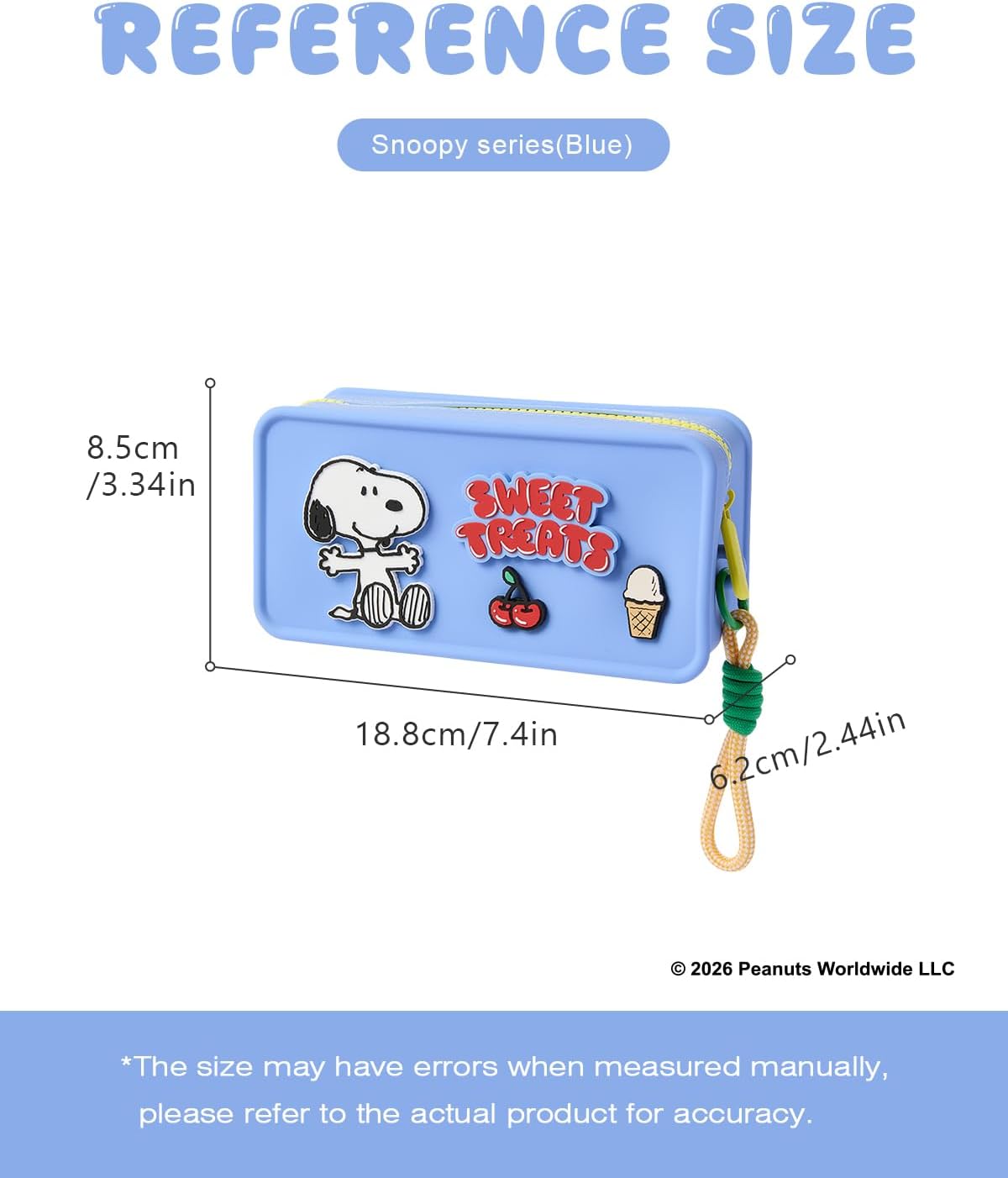 MINISO Snoopy Makeup Bag Travel Cosmetic Bag, Silicone Waterproof Make Up Organizer Pouch for Purse, Cute Toiletry Bag for Travel Essentials Skincare Brushes Birthday Gift for Women Teen Girls