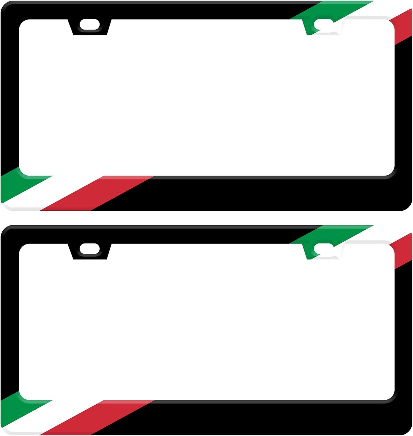 2pcs Italy Italian Flag License Plate Frame Funny Patriotic License Plate Frames Green White Red Auto Accessory Bracket Stainless Steel License Plate for Women Men 6x12 Inch