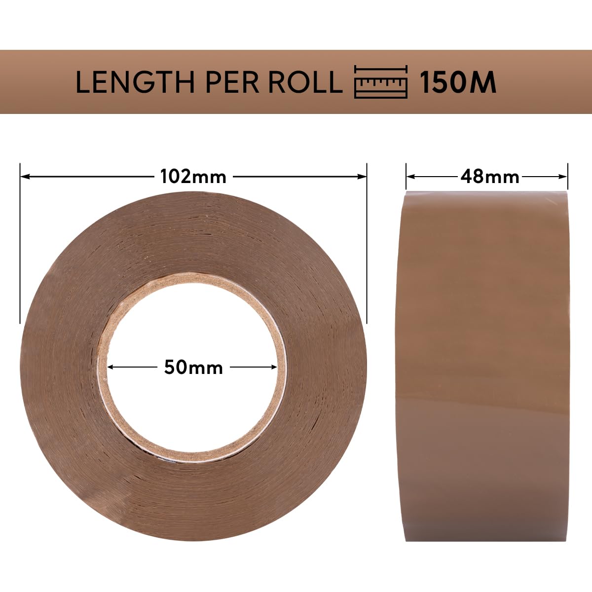 verpacking High Tack Packband PP Braun 48 mm x 150 m Paketklebeband Verpackungsklebeband Verschlussband (96 Rollen)