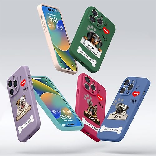 Miniatura 5 de Funda de teléfono personalizada con nombre de mascota I Love My English Bulldog Dog para iPhone 15 14 Pro Max 13 12 11 Xs Max Xr SE3 8 7 6 Plus 11