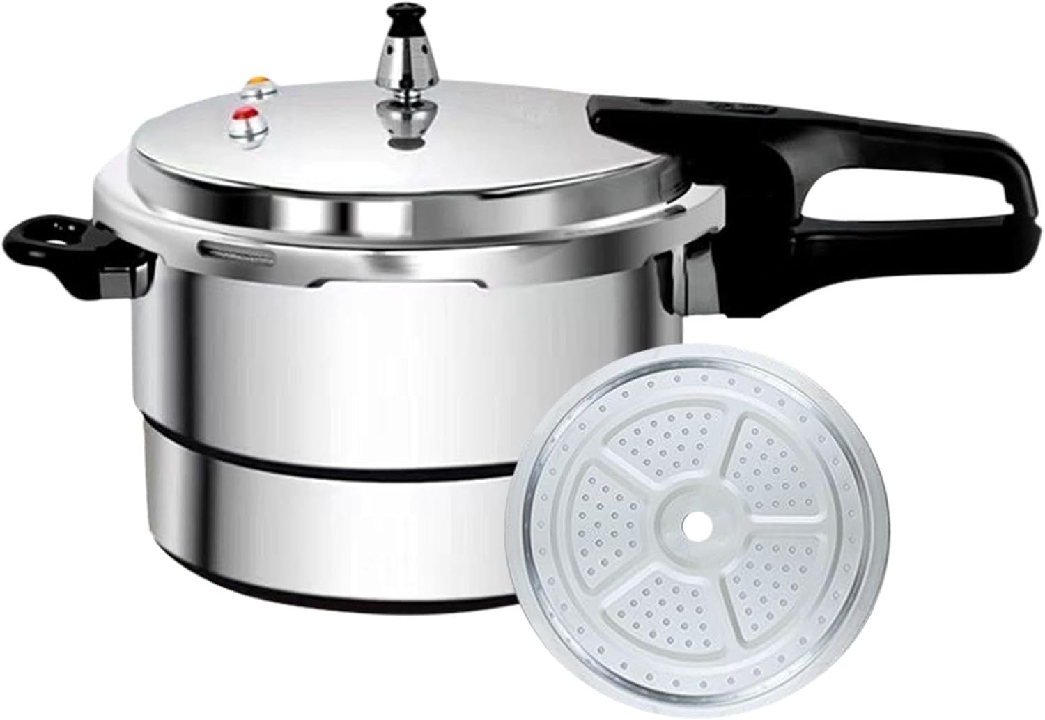 Pentola a pressione con pentola a cottura rapida da 7 litri di grande capacità | Lega di alluminio con doppi manici, griglia per cottura a vapore, riscaldamento uniforme, gas elettrico a induzione compatibile per la cucina domestica