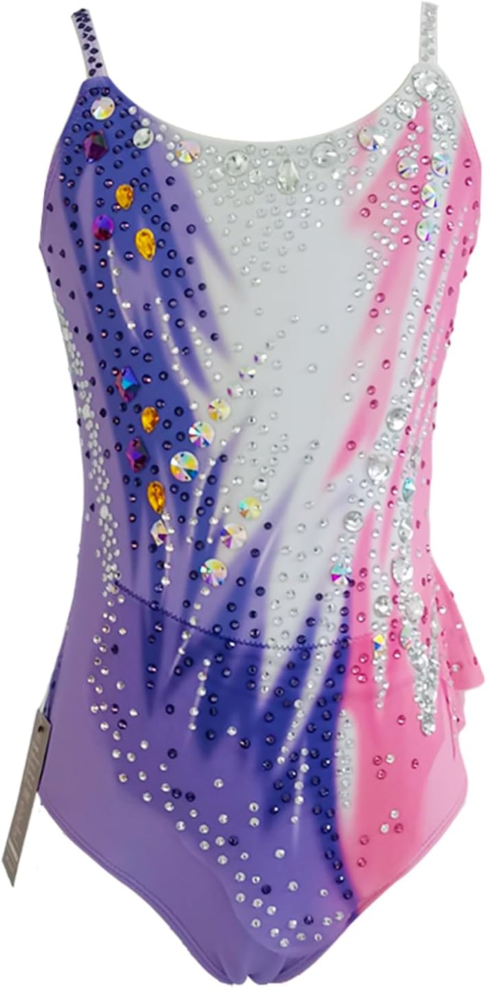 LIUHUO Rhythmic Gymnastics Leotards Costumes Women Girls Purple Pink White Competition No Mesh