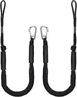 EFUTURETIME 2 x Cabos de Amarre para Barcos 10cm (4FT), Bungee Dock Line Elástico con Gancho, Cuerda de Amarre para Barcos, Lanchas a Motor, Kayak, Canoa, Surf