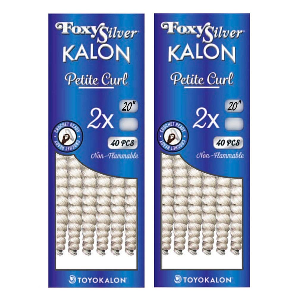 Foxy Silver (Foxy Braid - Petite Curl 20-2 Packs) - Synthetic Crochet Braiding Hair in 34