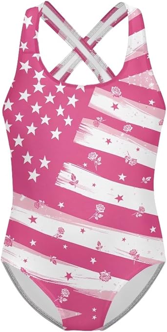 Xpyiqun Swimsuit for Girls One Piece Bathing Suits Size 5-14 Sleeveless Swimwear Cross Shoulder Strap Swimming Wear