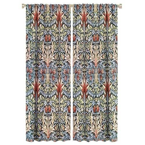 Vintage Plant Floral Curtains, Mid-Century Style Classic William Morris Design