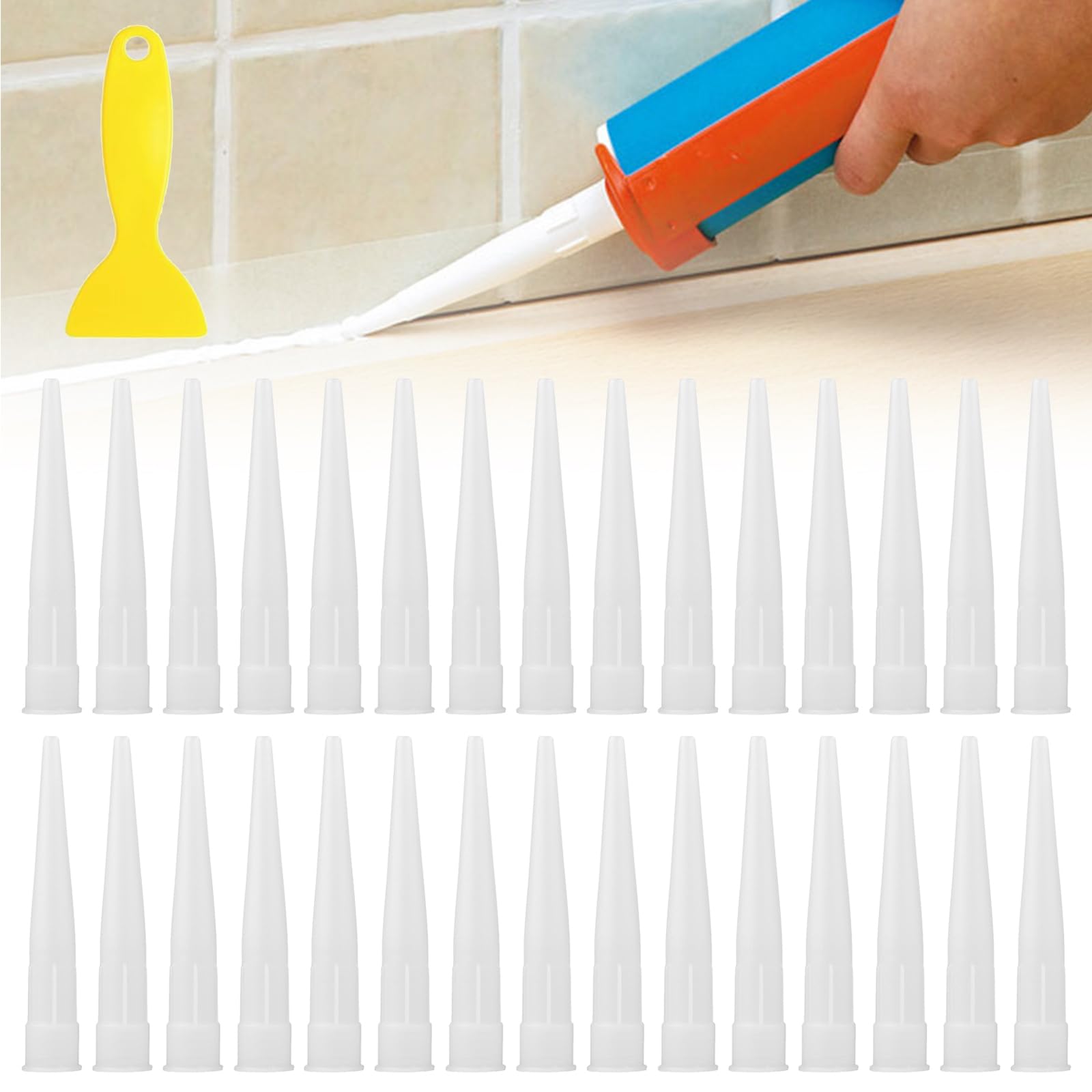 Ugelli Per Pistola Silicone - 30 Pezzi Con Spatola, Per Sigillanti E Calafataggio - Foto 4