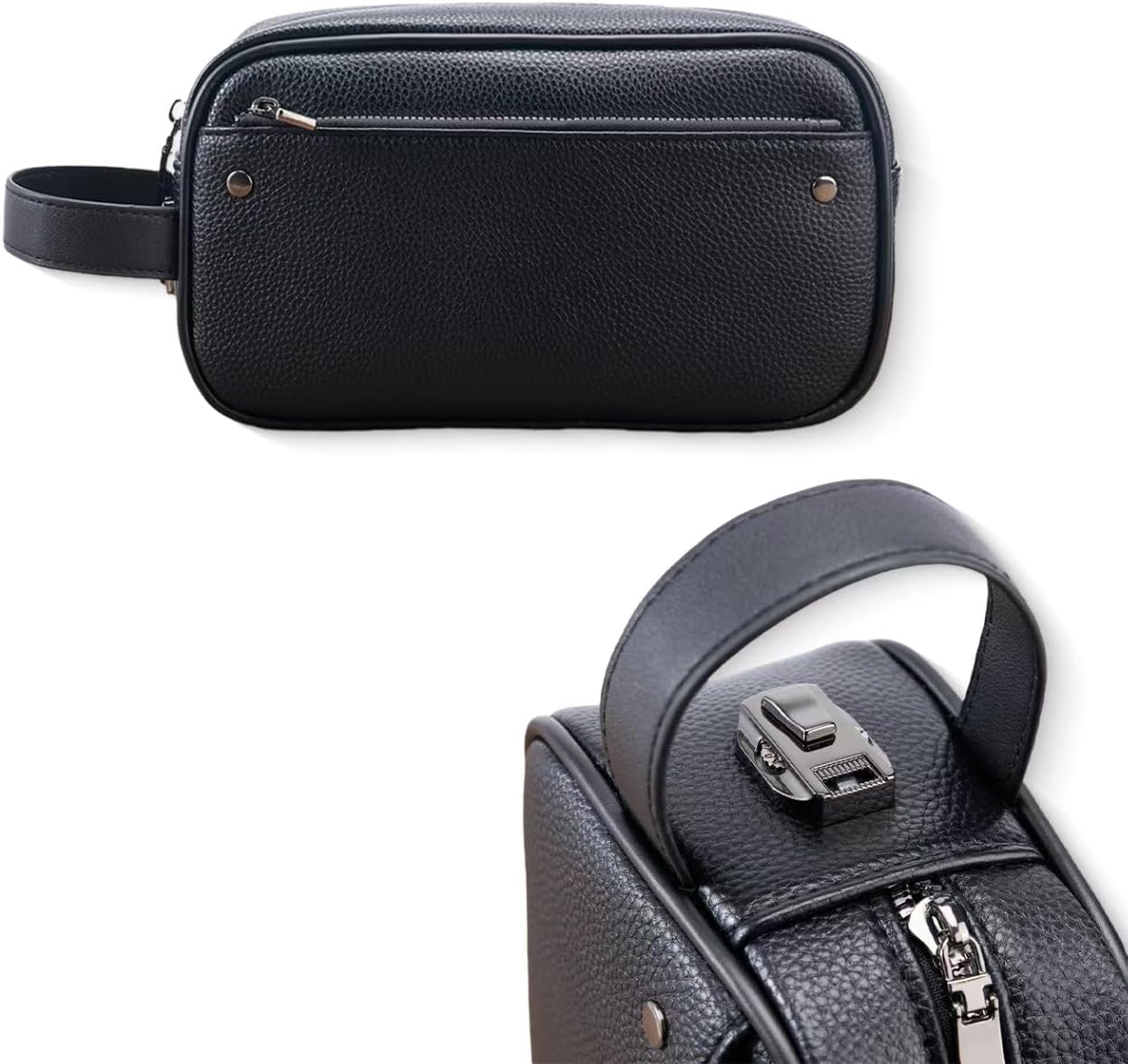 Large Hanging Bag for Men Travel with Lock - Toiletry Dopp Kit with Waterproof Lining, Spacious Shaving Kit Organizer, Mens Bathroom Hygiene Clutch Bag for Essentials, Grooming, Trip Gifts