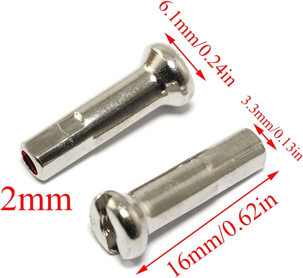 36pcs Mountain Bike Spoke Cap 16mm Spoke Nipples Silver Wheel Spoke Nipples Decor for 14G Mountain Road Bicycles