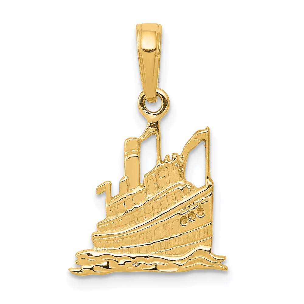 14k Yellow Gold Cruise Ship Charm Pendant