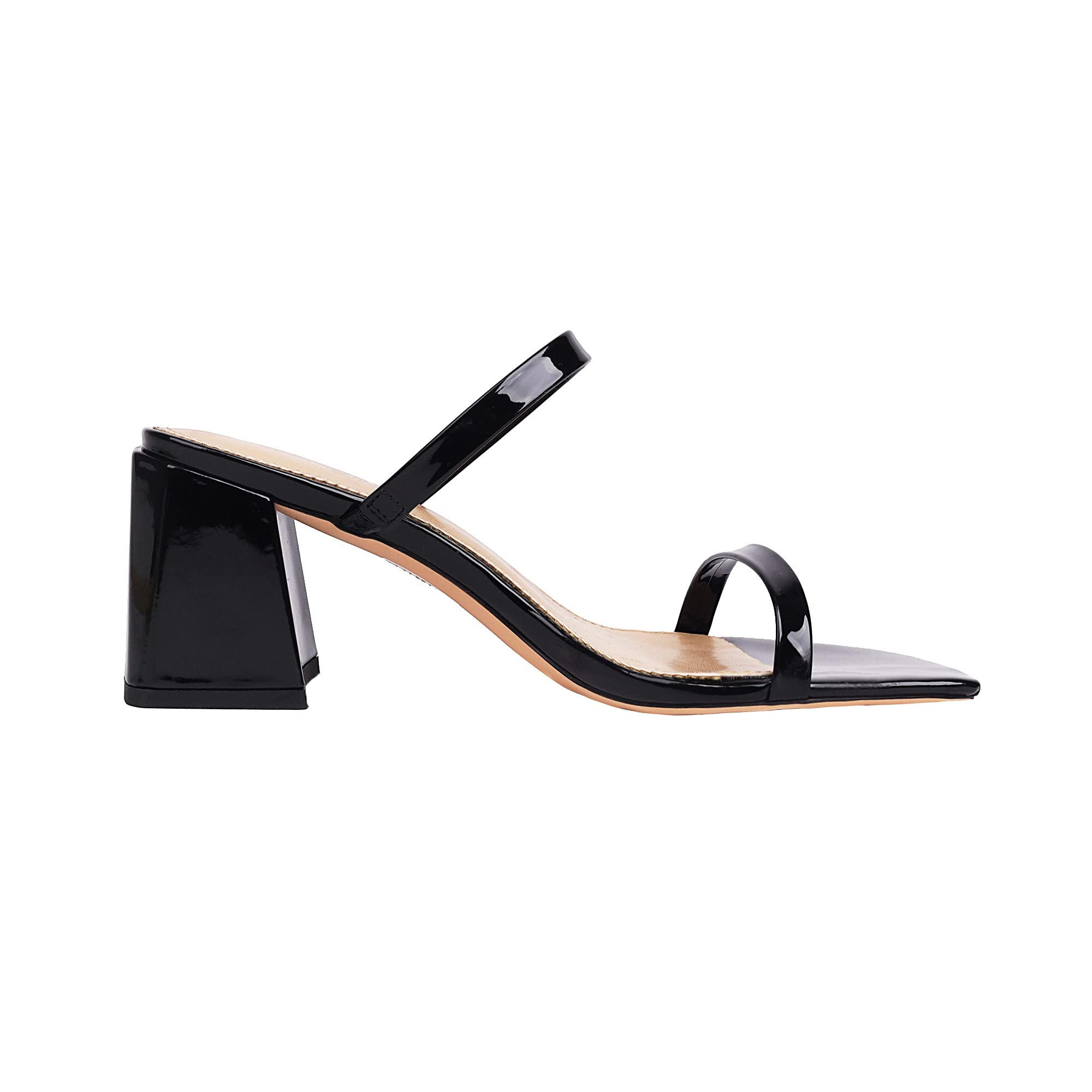 vivianly Women's Low Block Heels Sandal Square Open Toe Chunky High Heels Slip on Heeled Sandals Mules Slide for Party Wedding Dress Shoes