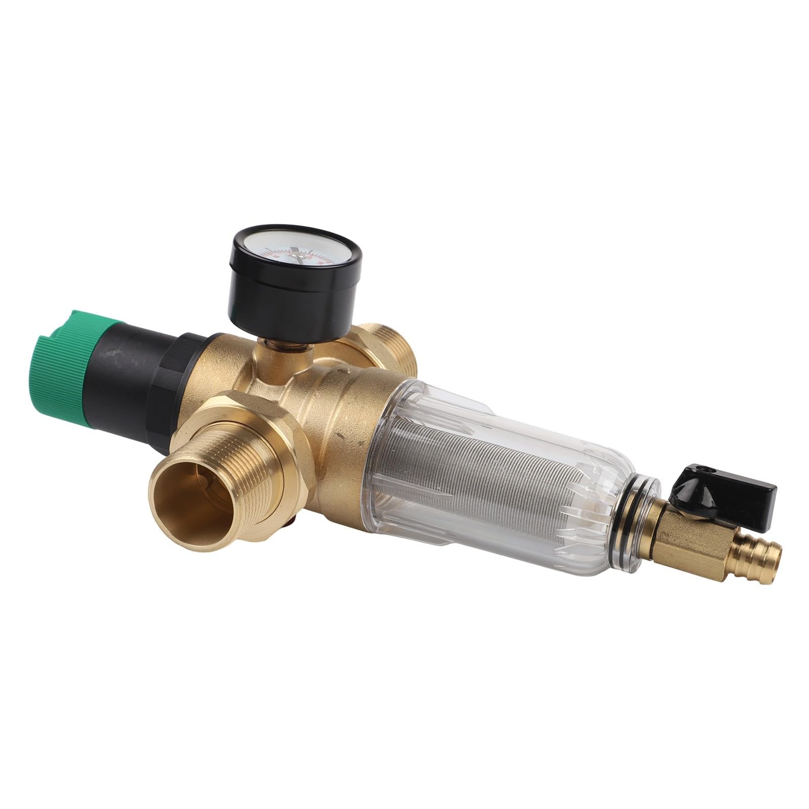 Válvula reductora de presión de agua de latón con filtro y manómetro de acero inoxidable, regulador de retrolavado DN15, DN20, DN25, instalación de agua en el hogar para protección