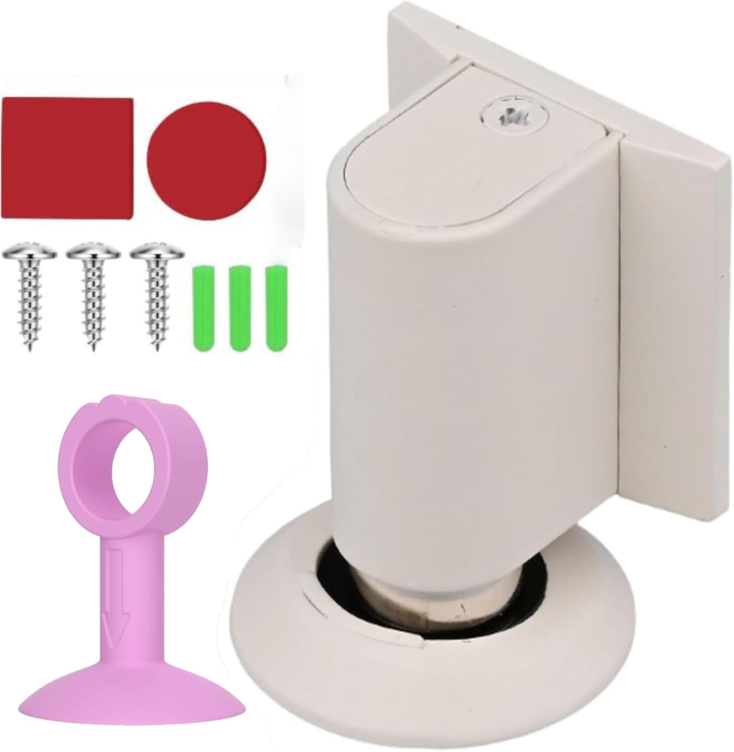 2 Pack Magnetic Door Wedge Stoppers,Heavy Duty Door Catch Holder Stops for Bottom of Door Wall Floor Mounting No Drill 3M Adhesive & Screws Strong Magnet Keep Door Open