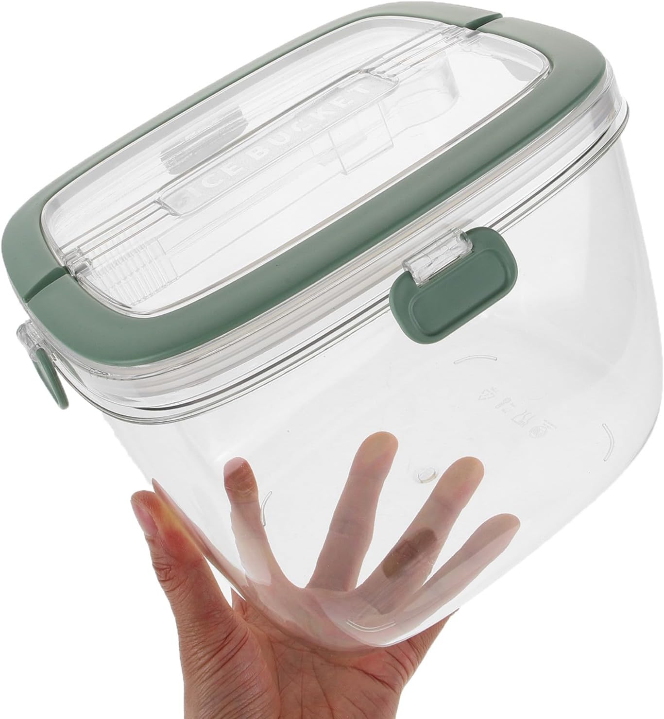 FOMIYES Reusable Ice Cube Bucket with Plastic Handle, Green Portable Ice Storage Container for Home Bar and Party Use