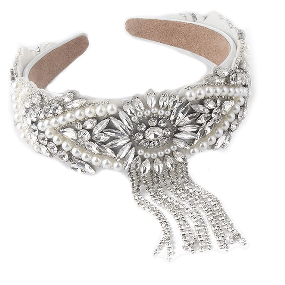 Serre-tête perles luxe avec pampilles élégantes pour femme accessoire cheveux raffiné