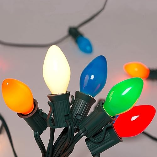 SUNSGNE C7 - Juego de luces de Navidad para exteriores, luces de árbol de Navidad, luces colgantes de Navidad, cadena de luz en el tejado, luces de