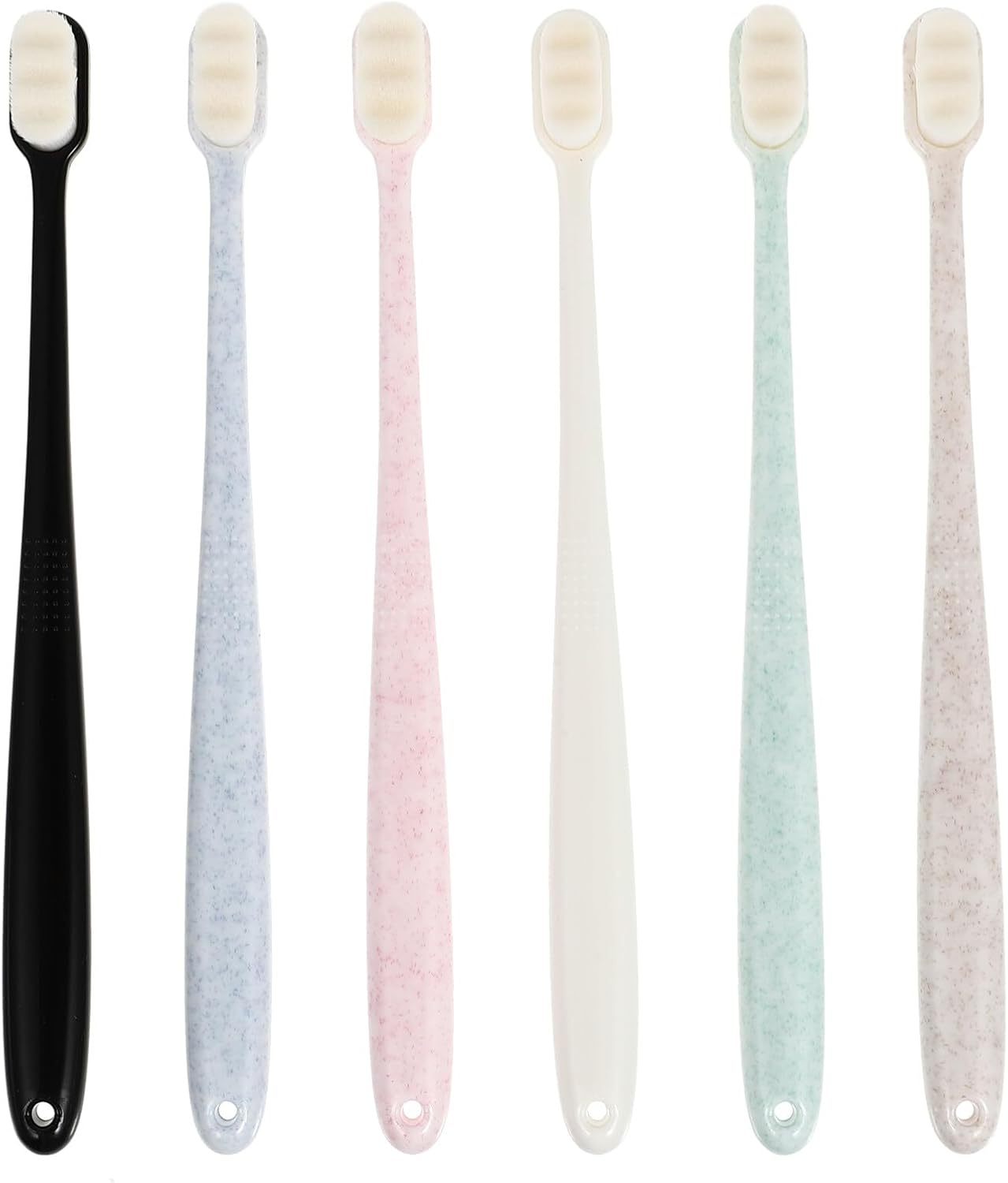 6pcs Ultra Soft Bristle Toothbrushes for Adults Small Head Wave Design Green Blue Pink Beige Black White Oral Care Supplies