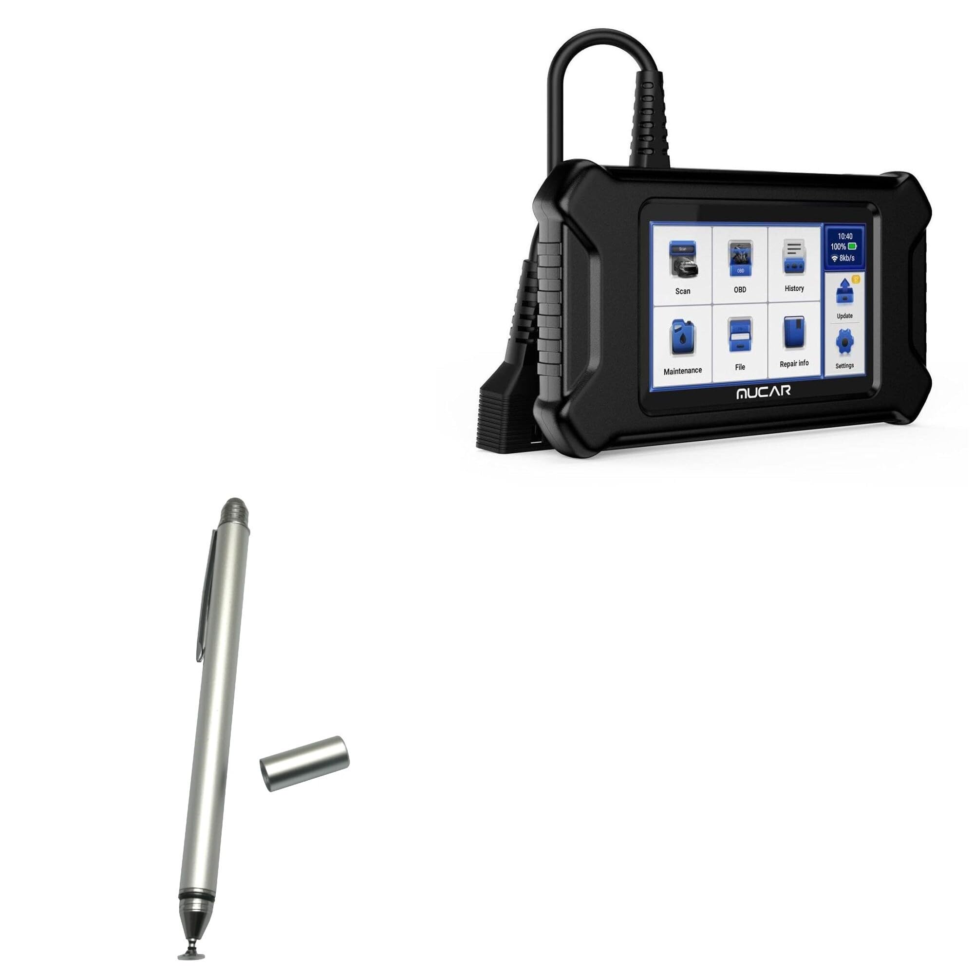 BoxWave Stylus Pen Compatible with Mucar CS4 (5 in) - DualTip Capacitive Stylus, Fiber Tip Disc Tip Capacitive Stylus Pen - Metallic Silver