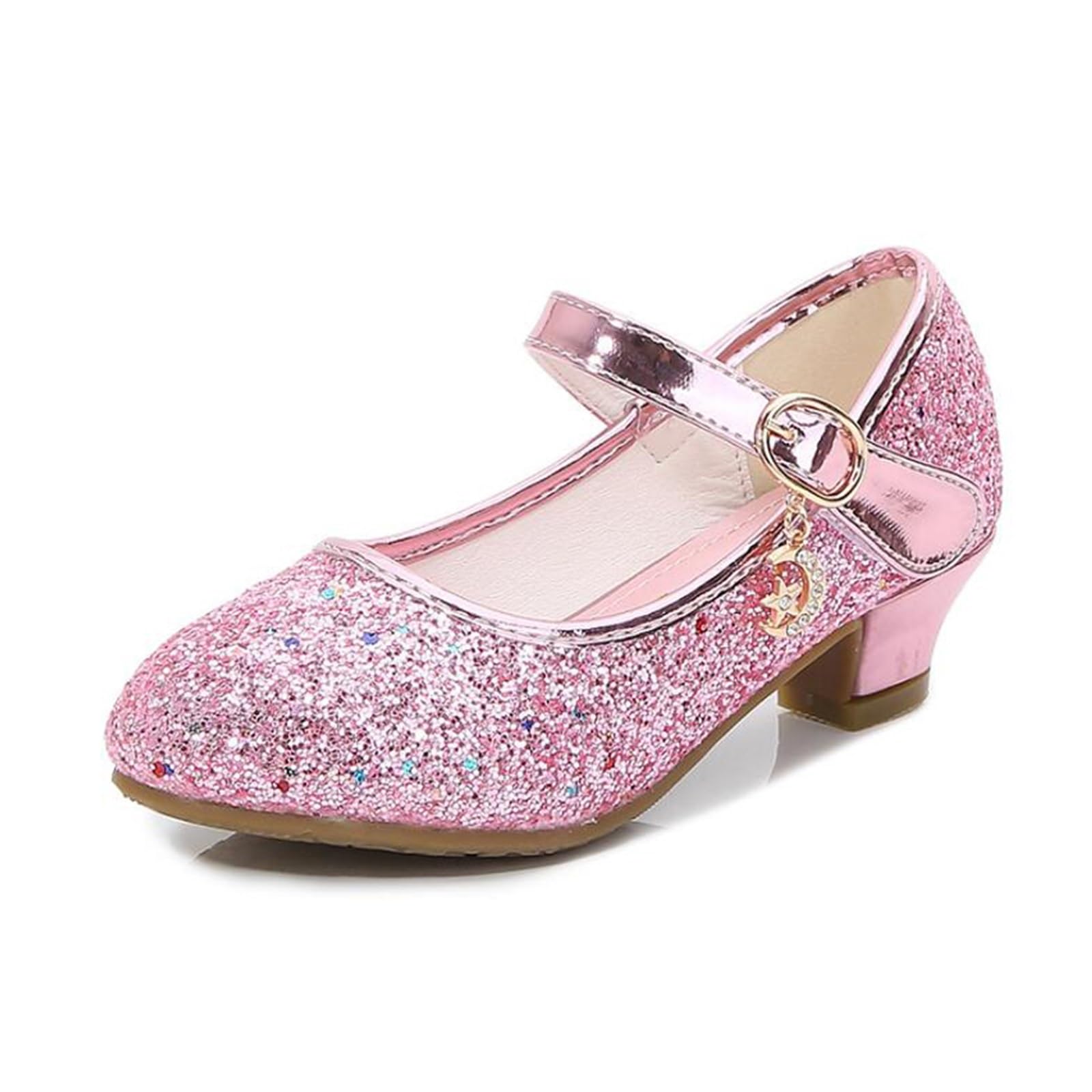 Scarpa Da Ballo Per Bambini Con Glitter Scarpe da ragazza in pelle con tacco alto for bambini Scarpe da principessa in pelle da sposa for ragazze Scarpe da ballo for studenti con paillettes rosse Sand