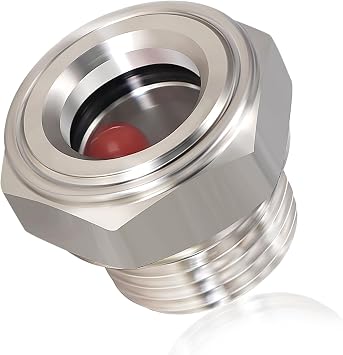 1" NPT Male 304 Stainless Steel Oil Sight Glass Hex Head Sight Plug Liquid Level Gauge Oil Indicator Sight Window for Air Compressor Gearbox Fittings Hydraulic Tank 1pcs 1 NPT Stainless Steel