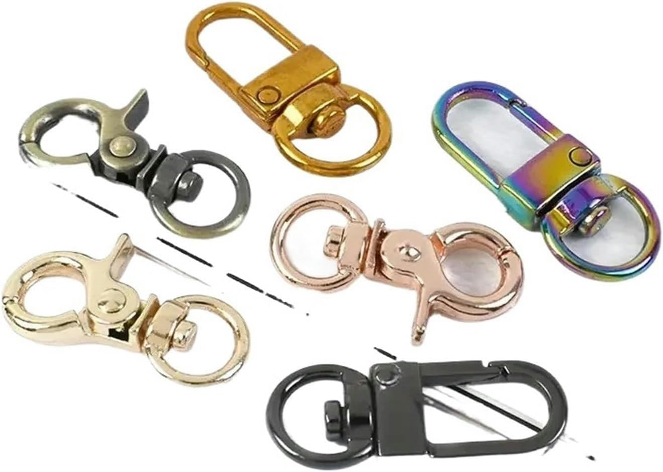 Cierre de langosta giratorio de 10 mm para correa de bolso, hebillas de metal, hebilla de clip para llavero, correas, collar de perro, ganchos de mosquetón, accesorios de bricolaje (H4-1-Negro, 10 mm