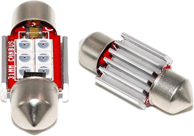 PHINLION DE3021 LED Rojo 31mm Pack 4 Bombillas para Interior Auto miniatura 5