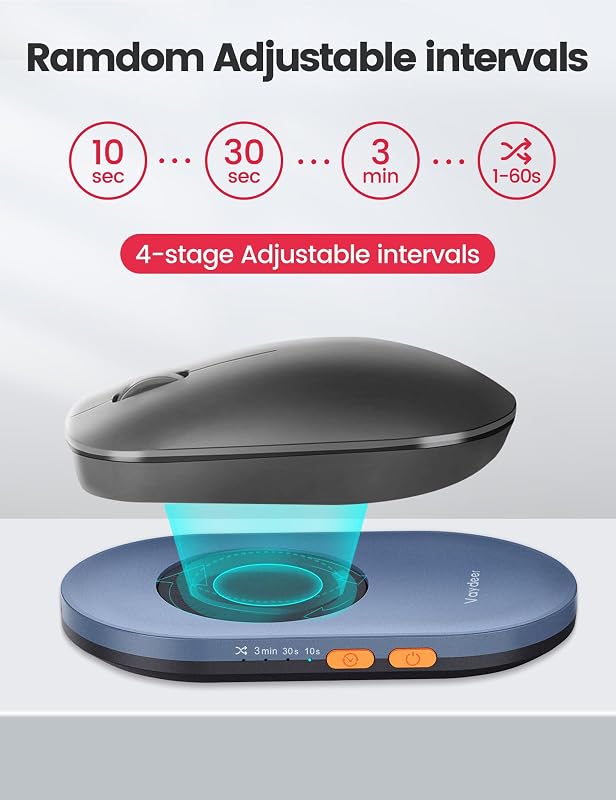 VAYDEER Mouse Jiggler Ultra Subțire cu Timer - Activator PC Silențios, Nedetectabil - Mouse Mover Albastru fără Drivere, Compatibil Windows și Mac