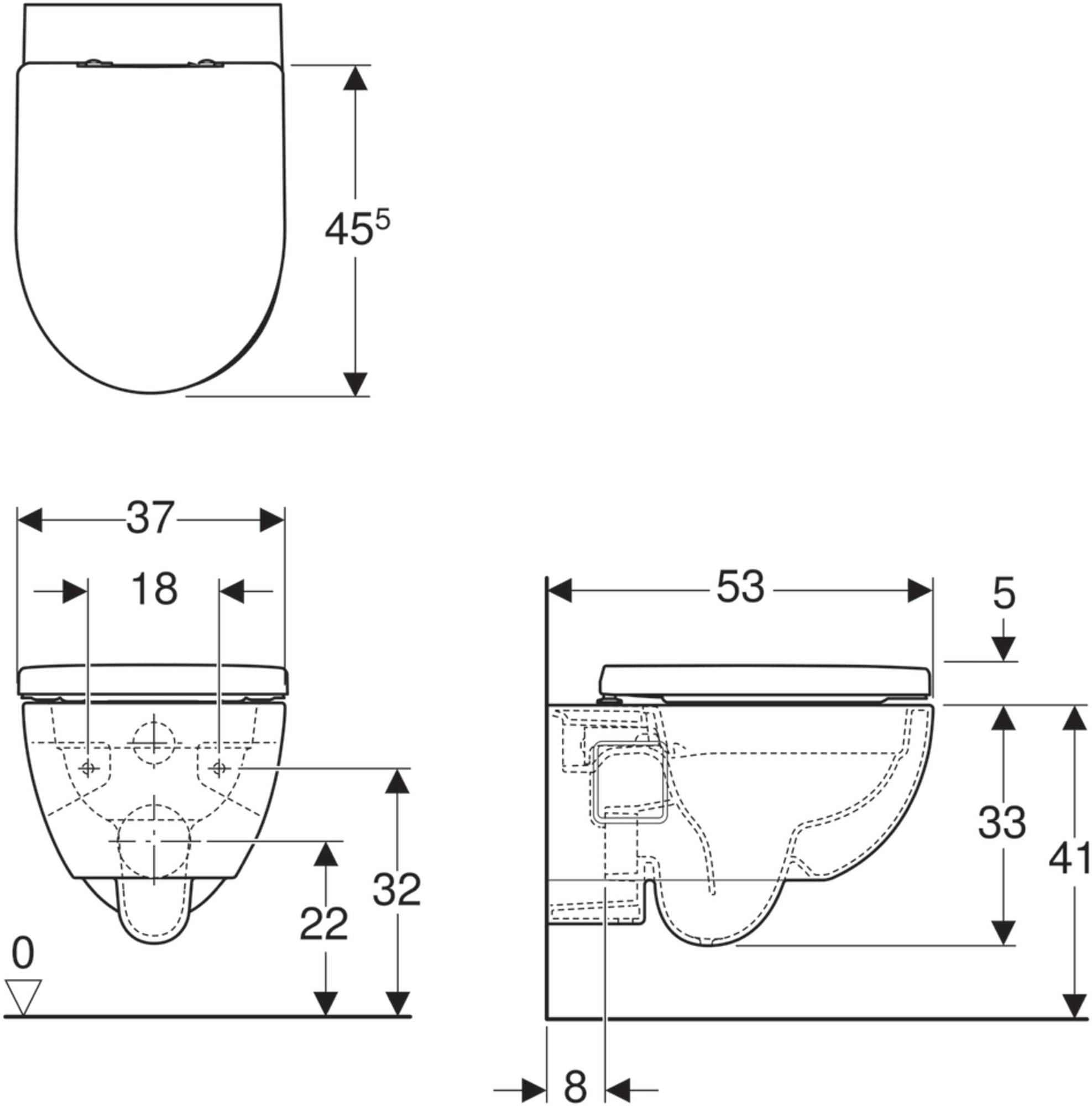 Geberit 300 Wand-WC Rimfree Pack mit Softclose-Sitz