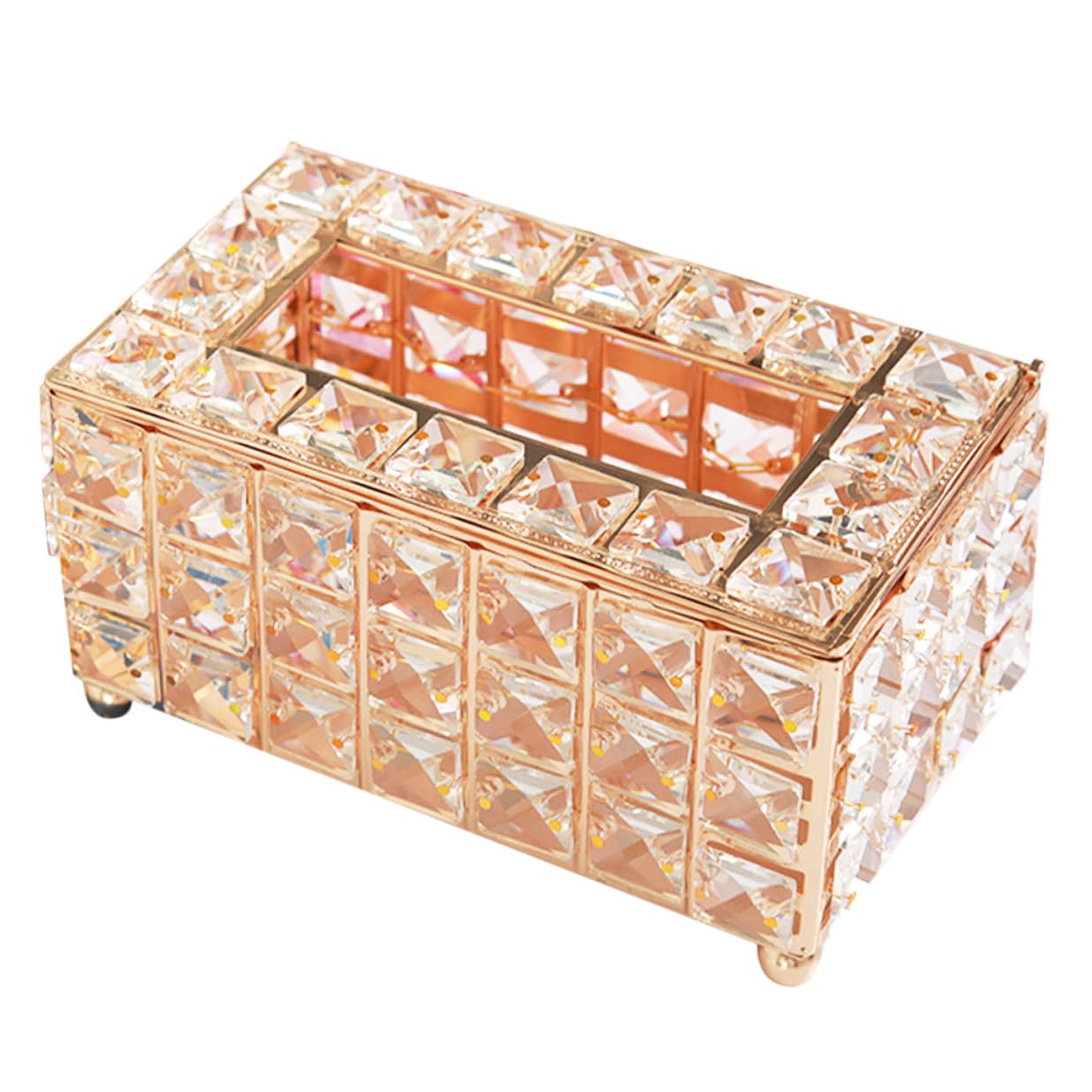 Boîte à mouchoirs rose doré pour coiffeuse et bureau élégant
