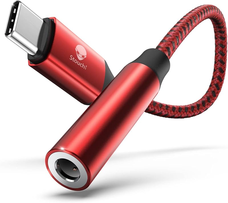 USB C to 3.5mm Dongle Adapter, Type C Headphone Audio Jack Cord | Hi-Fi DAC Chip for iPhone 17/16 /15, Pixel 9/8 /7/6, iPad, Samsung Galaxy S25 S24 S23 Ultra (1 Packs Red)