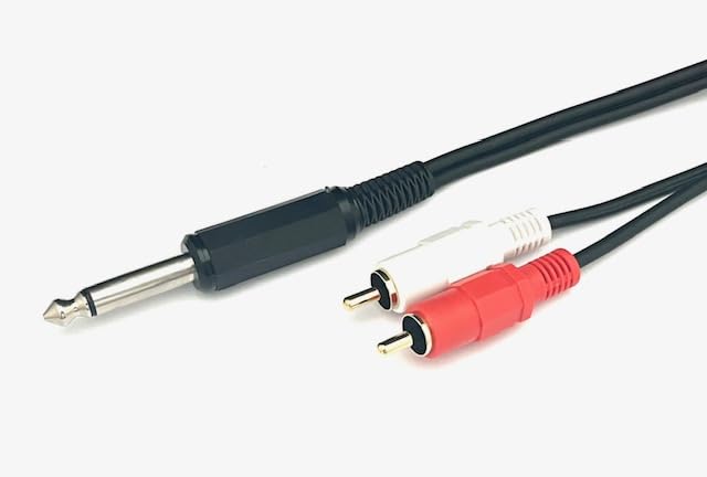 Dreansound 6.3Φ Standard Mono Plug to RCA Red and White Audio Converter and Distribution 16.4 ft (5 m)