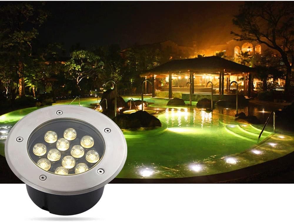 12W Outdoor Garden Landscape Lighting Waterproof In-Ground Light Landscape Spotlights for Lawn Pathway Yard Deck Patio Walkway/3000K Warm Light