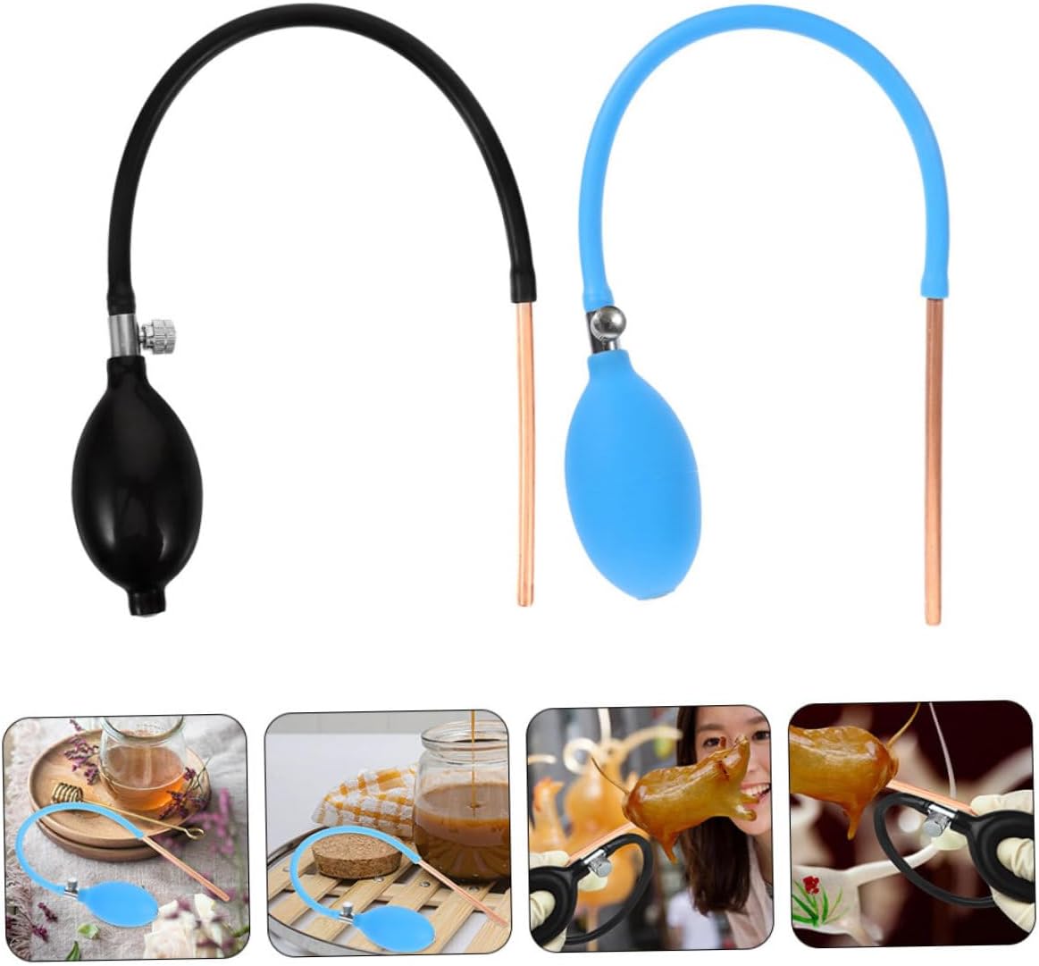 Zerodeko 2Pcs Sugar Blowing Pump with Extended Copper Tube User Friendly Tools for Clean and Comfortable Sugar Bakeries and Candy Shops