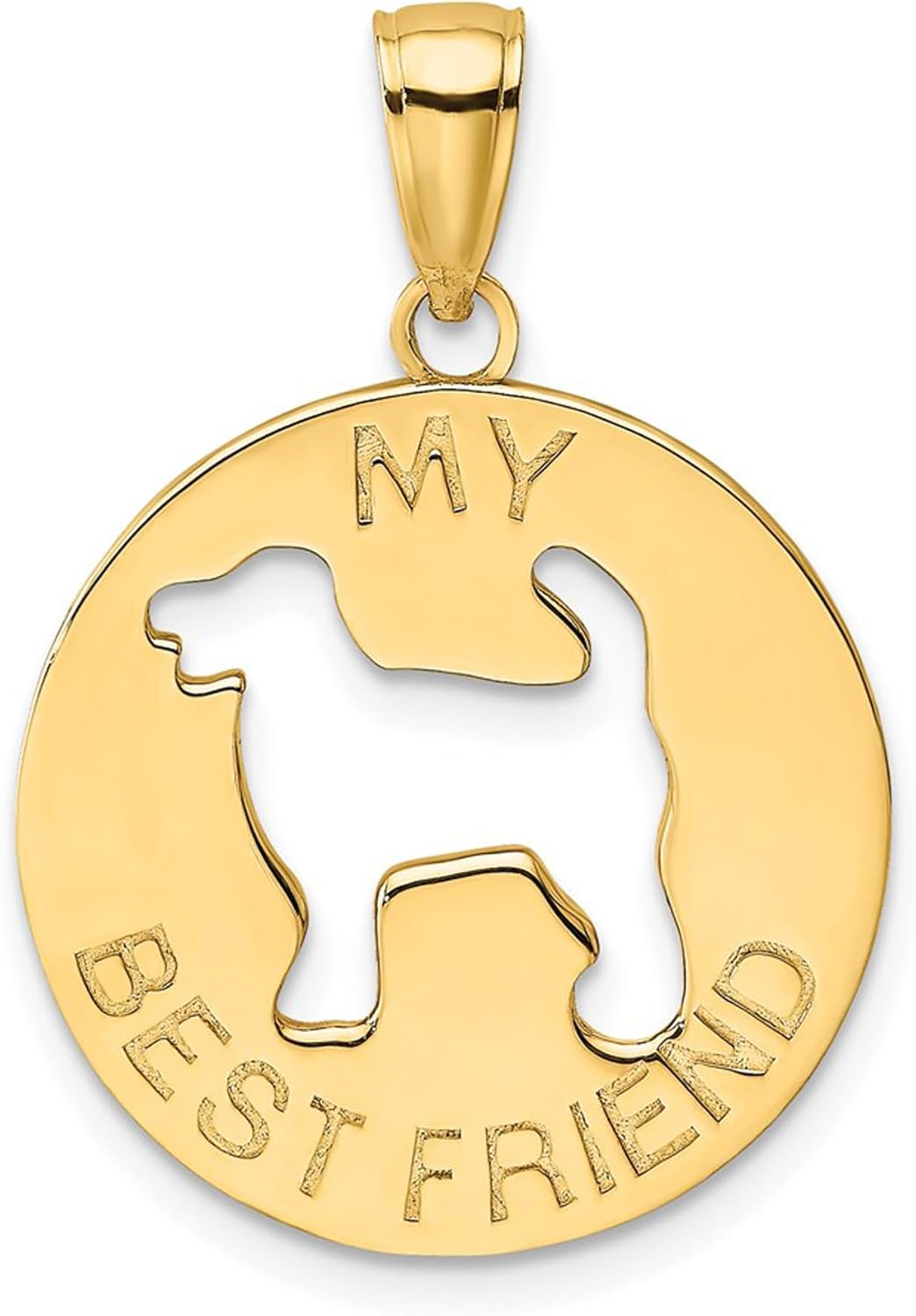 DEWBERRY 14K Yellow Gold MY BEST FRIEND with Cut-out Dog Pendant (Weight : 2.67gm, Length : 24.7mm, Width : 17.7mm)