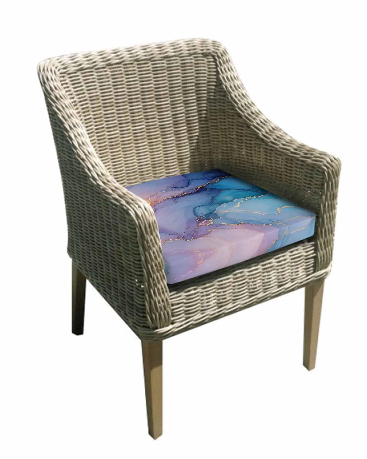 2 Pack Marble Purple Gold Waterproof Cushion Covers with Ties, Outdoor Patio Chaise Lounge Chair Seat Cushion Slip Covers Replacement(Only Cover) Modern Blue Pink Geometric 24