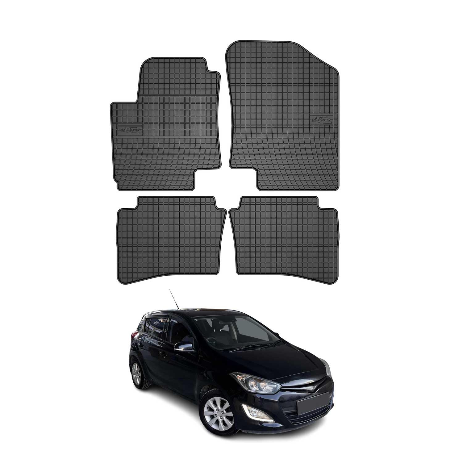 OMAC Fußmatten für Hyundai i20 2008-2014 Gummi 4tlg Schwarz