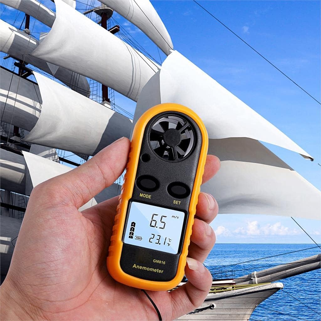 ZLXDP LCD Handheld Airflow Windmeter Thermometer Digital Anemometer Portable Outdoor Surfing Wind-Speed Gauge Meter 105 * 40 * 18mm (Size :) : Patio, Lawn & Garden