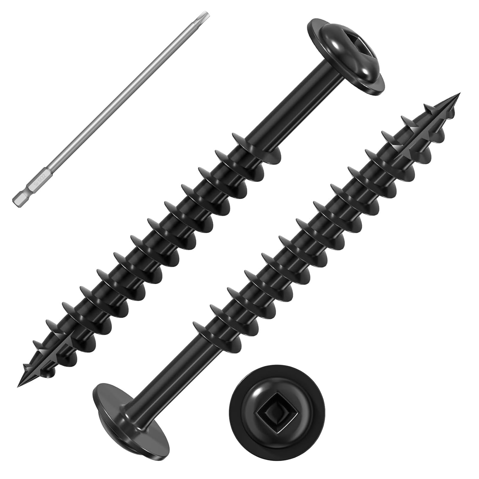 100Pcs 4.2 x 50mm Black Pocket Hole Screws, Self Tapping Wood Screws